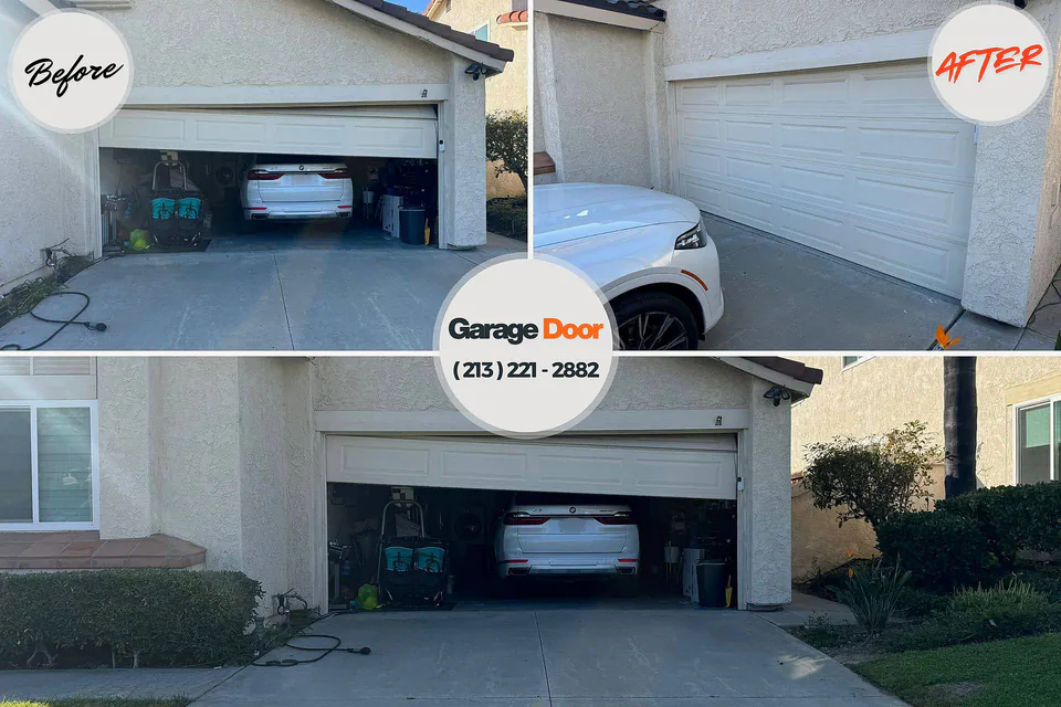 Before and after: garage door repair Fox Lake, WI